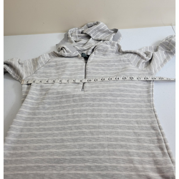 Ralph Lauren Jeans Co. Gray Striped 1/2 Zip Hooded Top Hoodie Women's Size XL - Picture 3 of 7